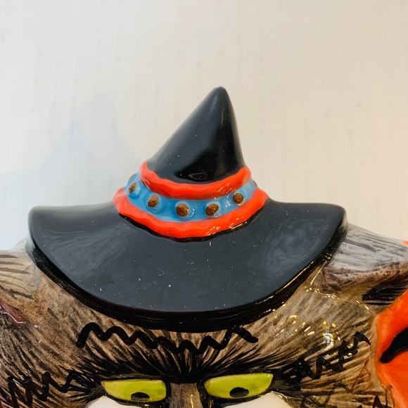 Fitz and Floyd Kitty Witches Ceramic Candy Dish 10" Creepy Crawlies NO BOX Cat - Picture 3 of 16